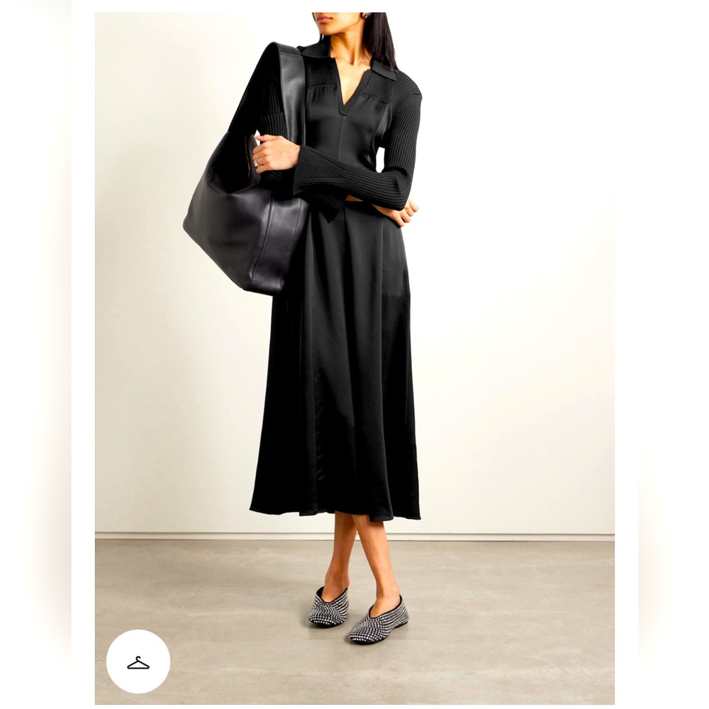 SIMKHAI Jonny Black ribbed knit Midi Dress